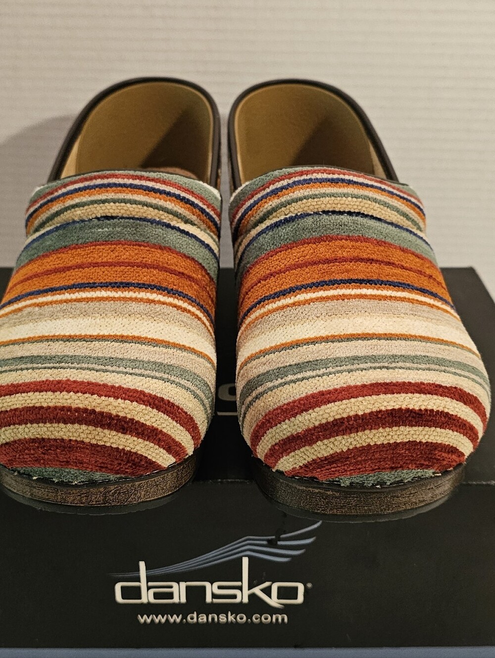 Dansko Vegan Pro Striped Multicolor Slip-On Clogs - Picture 7 of 13